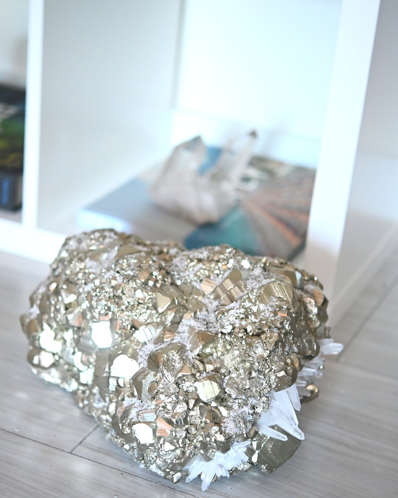 50lbs Pyrite w Clear Quartz Statement