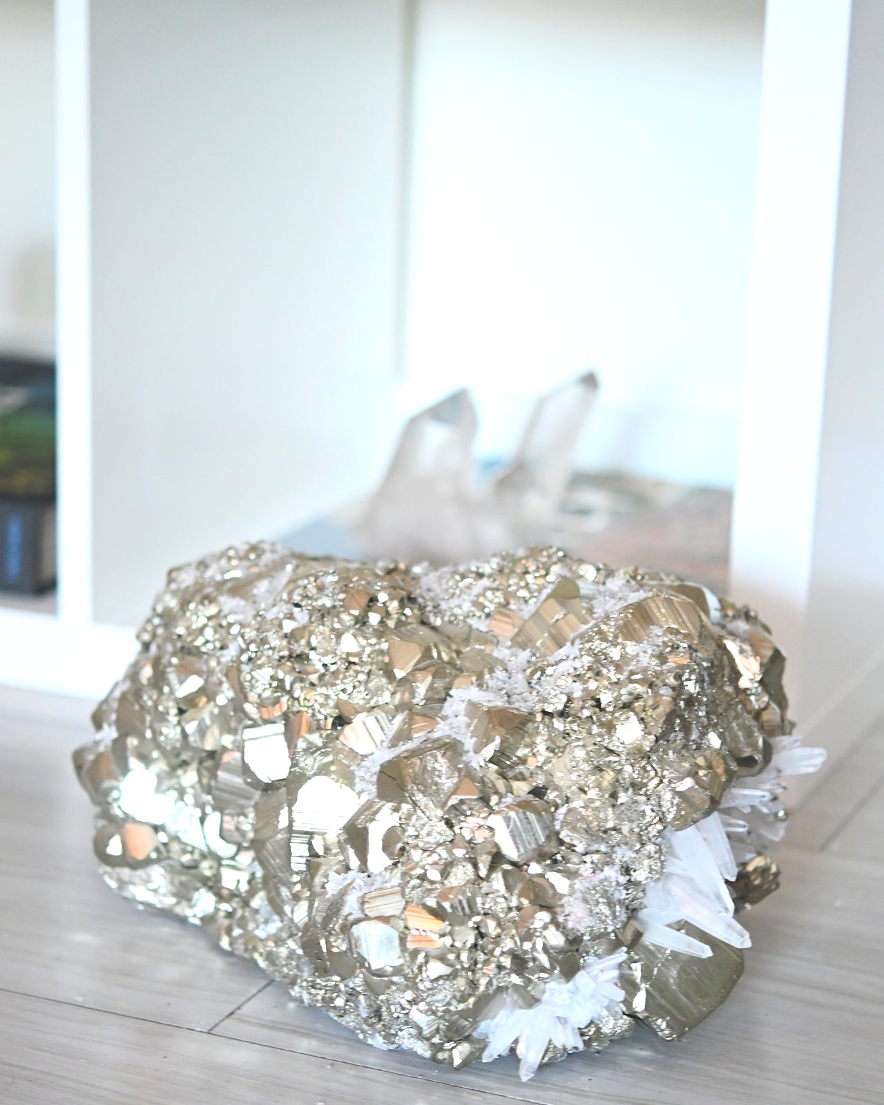 50lbs Pyrite w Clear Quartz Statement