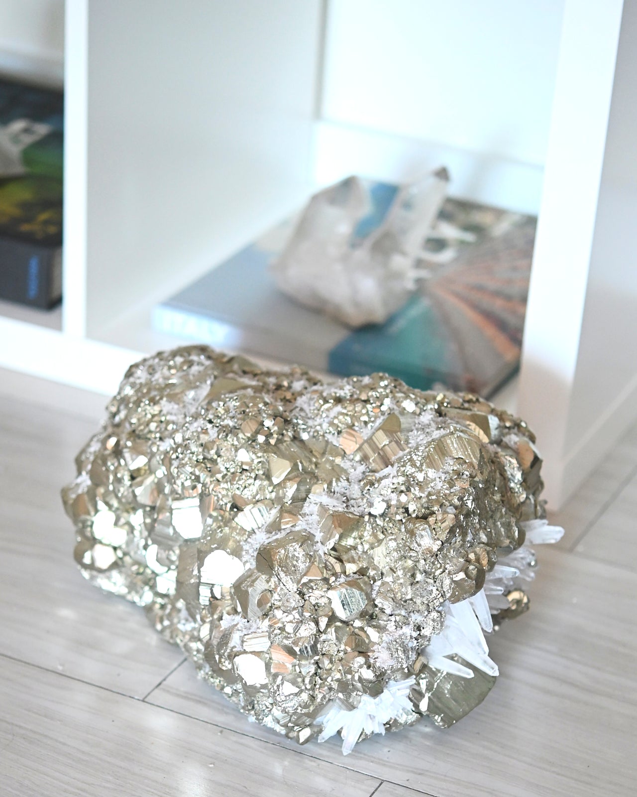 50lbs Pyrite w Clear Quartz Statement