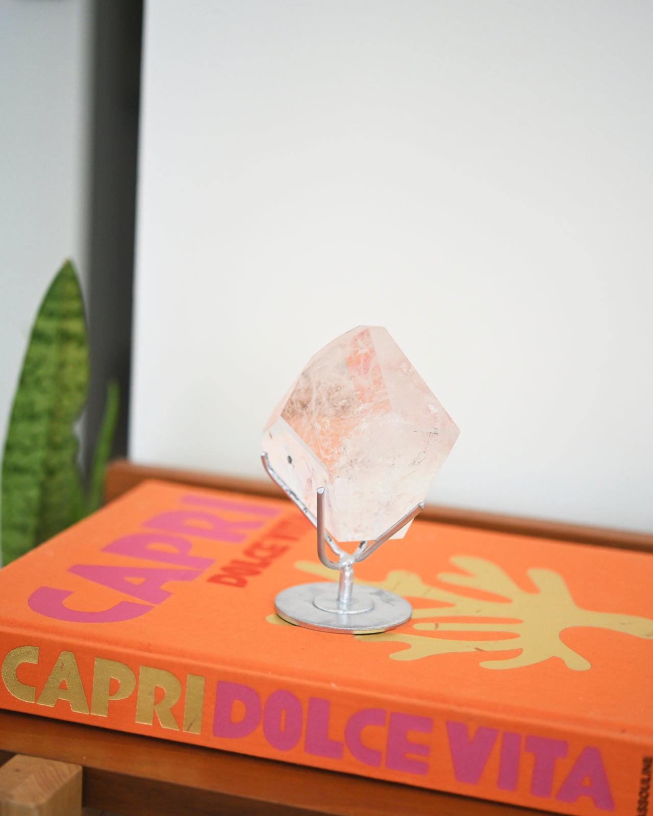 Clear Quartz Geometric Form on stand 5 inch