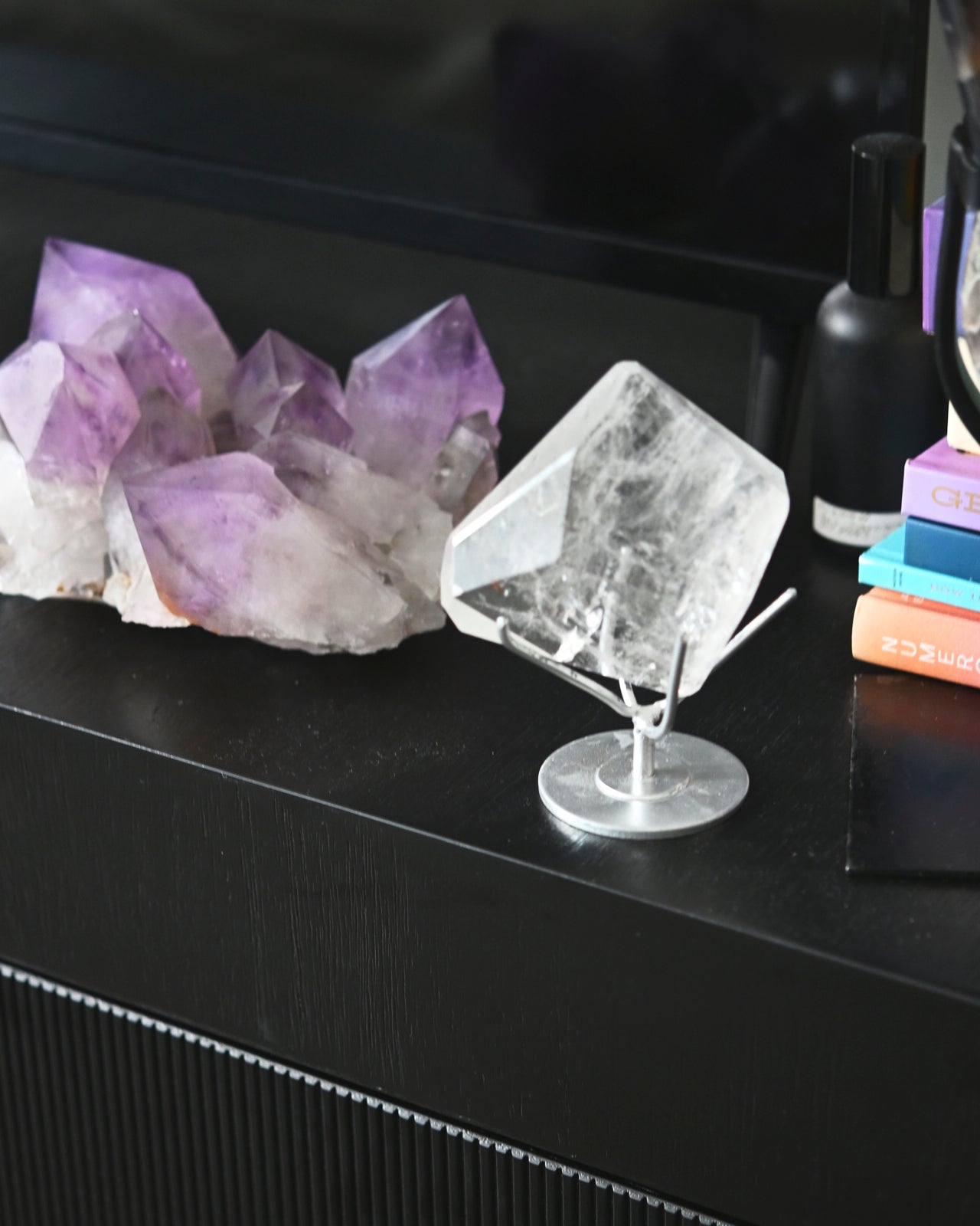 Clear Quartz Geometric Form on stand 5 inch