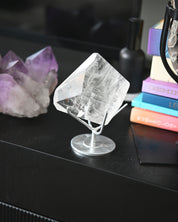 Clear Quartz Geometric Form on stand 5 inch