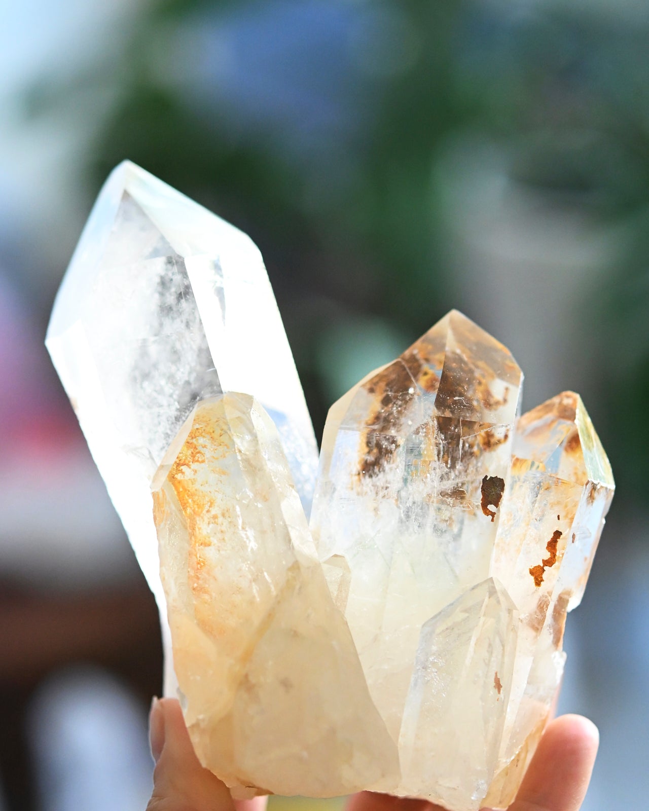 Quartz Cluster w Hematite 1.5lbs