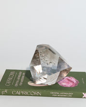 AA Geometric Silver Rutile Smoky Quartz Point