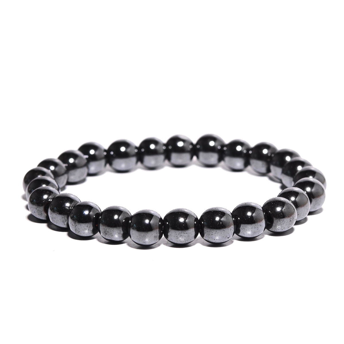 Natural Hematite (non magnetic) Semi-Precious FACETED Round Gemstone Crystal  Bracelet, Sample Strand - 4mm - 1 Count - 7.5 inches - OrientalDirect.co.uk